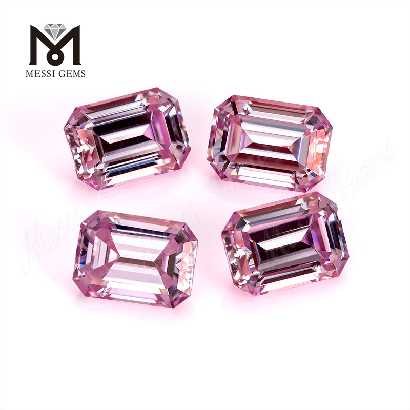 Fabrikspris 1 karat 6,5x5 mm pink VVS Moissanite sten Smaragdskåret til smykkefremstilling