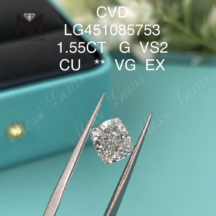 1,55 karat g vs2 cvd pude skåret laboratoriedyrket diamantfabrikspris