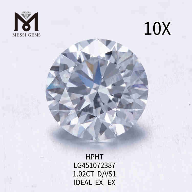 1.02ct D/VS1 RD laboratoriedyrket diamant IDEAL