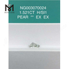 H SI1 PEAR lab-dyrkede diamanter 1.521ct