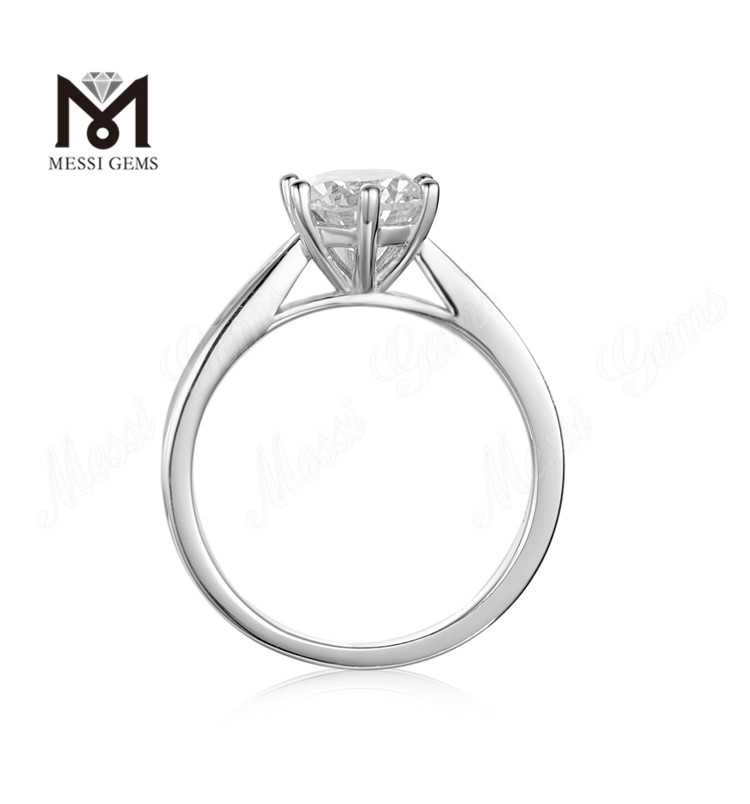 Messi Gems Single Stone Moissanite 925 Sterling Sølv Ring til salg