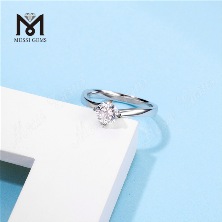 Messi Smykker minimalistisk 1 karat moissanite diamantbryllup 925 sterling sølv ringe