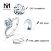 Messi Gems klassiske 1 karat moissanite diamant 925 sterlingsølv dameringe