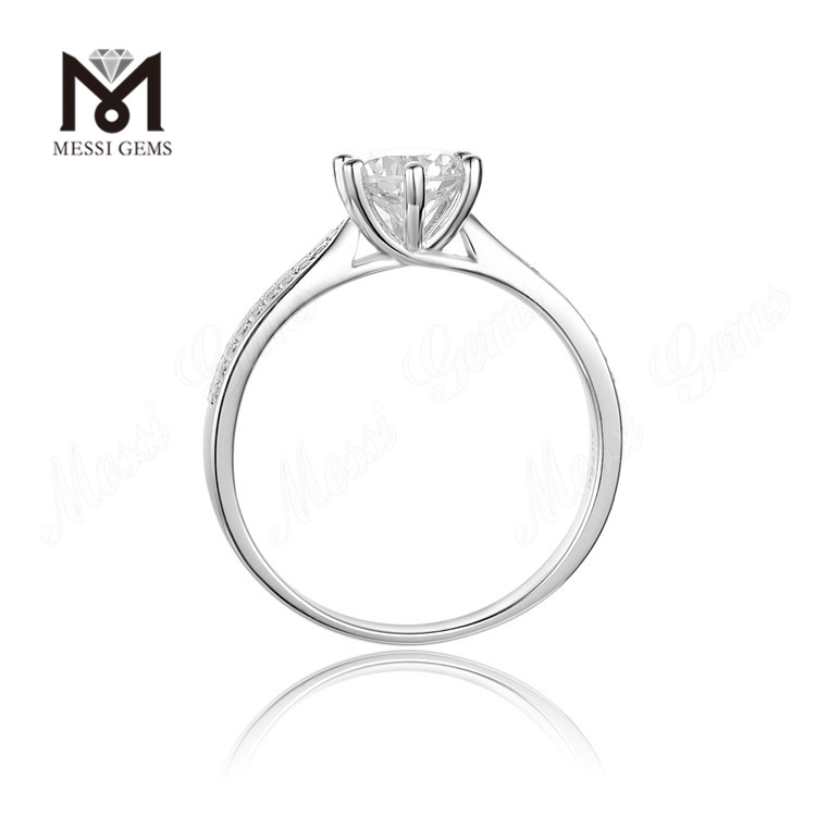 Messi Gems enkeltsten 1,5 karat moissanite diamant 925 sterling sølv ring til kvinder