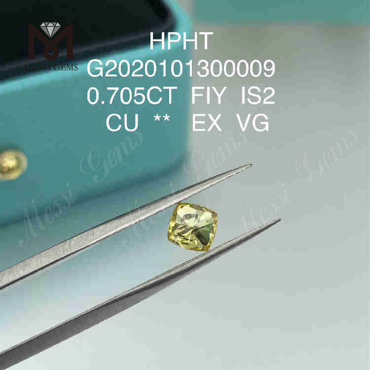 0.705ct FIY mand skabte diamanter Pude cut SI2