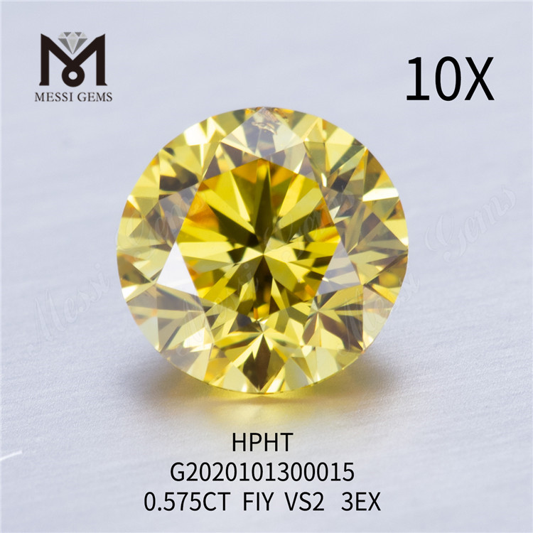 0.575ct FIY VS2 3EX runde lab lavet gule diamanter