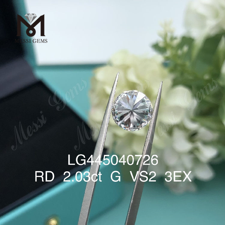 2,03 karat G VS2 EX Cut Round lab-dyrkede diamanter