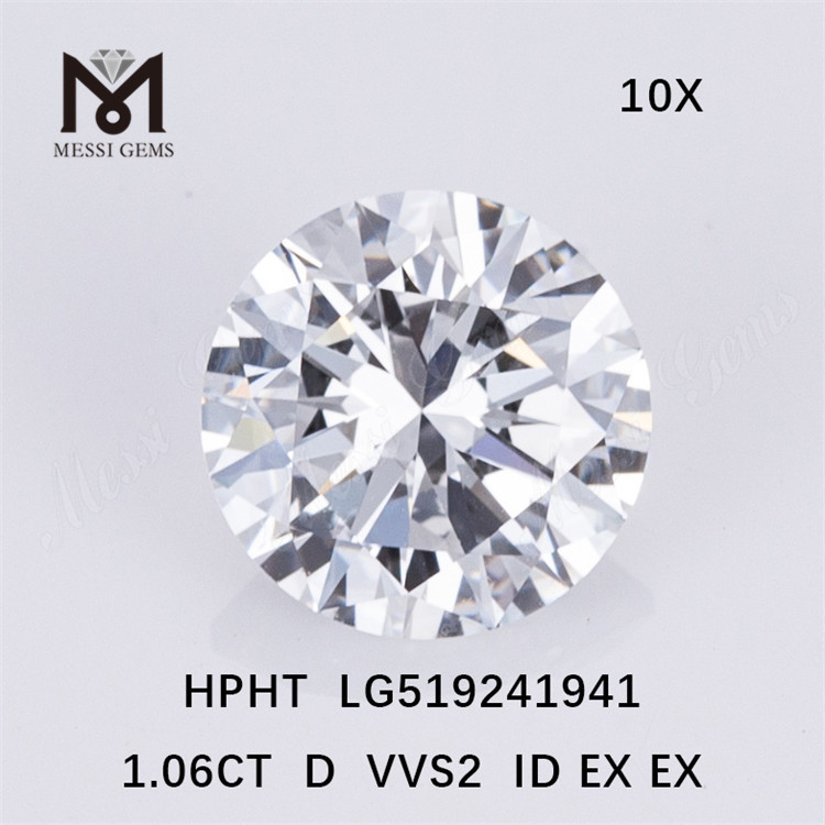 1.06ct VVS syntetiske diamanter Ronnd Cut HPHT D farve lab diamant på lager