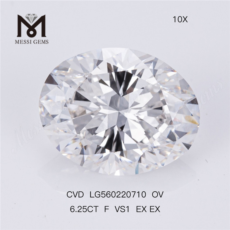 6.25CT F VS1 EX EX CVD OV største kunstige diamant IGI engrospris