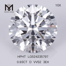 0,93ct D rund løs ædelsten VVS2 Syntetisk diamant 3EX
