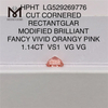 1.14CT RECTANTGLAR CUT PINK VS1 VG VG LG529269776 laboratoriediamant HPHT