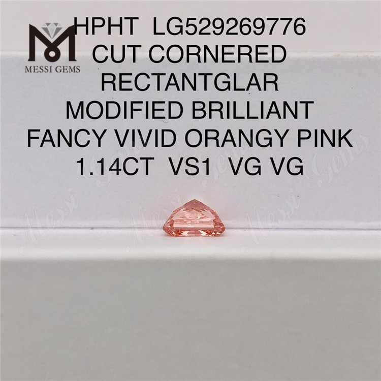 1.14CT RECTANTGLAR CUT PINK VS1 VG VG LG529269776 laboratoriediamant HPHT