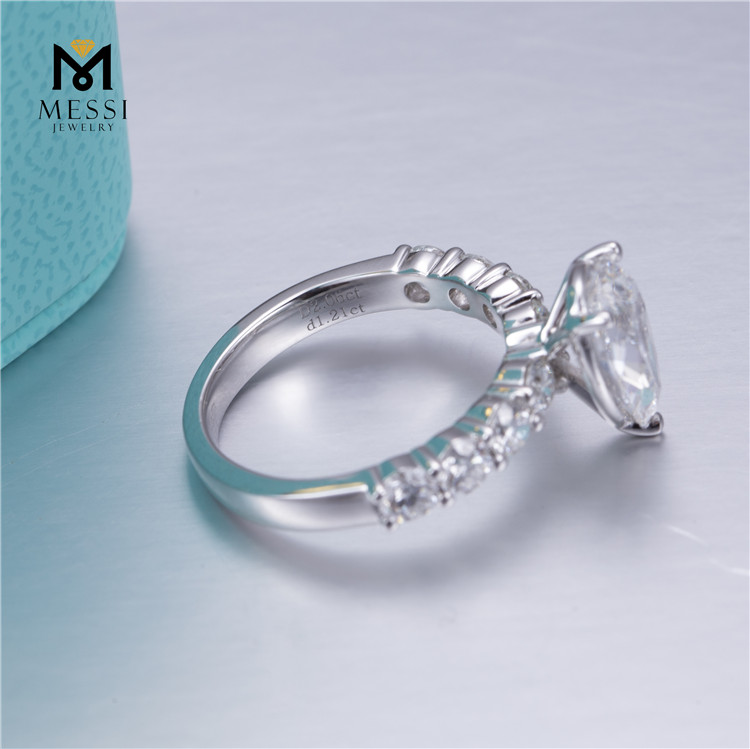 Højkvalitets forlovelsesvielsesring pære moissanite ring 18 karat hvidguld bryllup smykker 