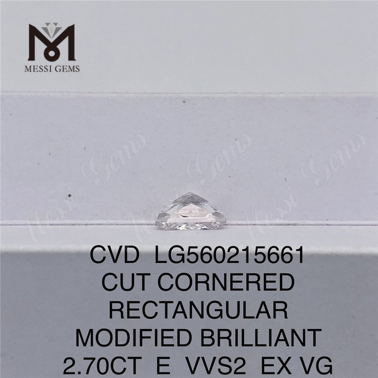 2.70CT E RECTANGULAR cut VVS2 EX VG 2 karat laboratoriedyrkede diamanter CVD LG560215661