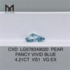 4.21CT VS1 VG EX PEAR FANCY VIVID BLUE billige laboratoriefremstillede diamanter CVD LG578349020