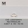 4CT REKTANGULÆR hvid løs laboratoriediamant G 4kt stor syntetisk diamant engros-orice