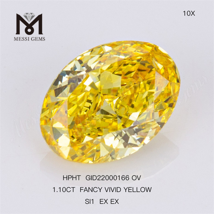 1.10CT FANCY VIVID SI1 EX EX OV lab skabt gul diamant HPHT GID22000166