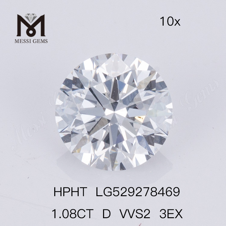 1.08ct D VVS2 3EX Rund pris for laboratoriedyrkede diamanter
