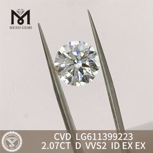 2.07CT Round D VVS2 Lab Grown Certified Diamonds Bedste priser丨Messigems LG6113992