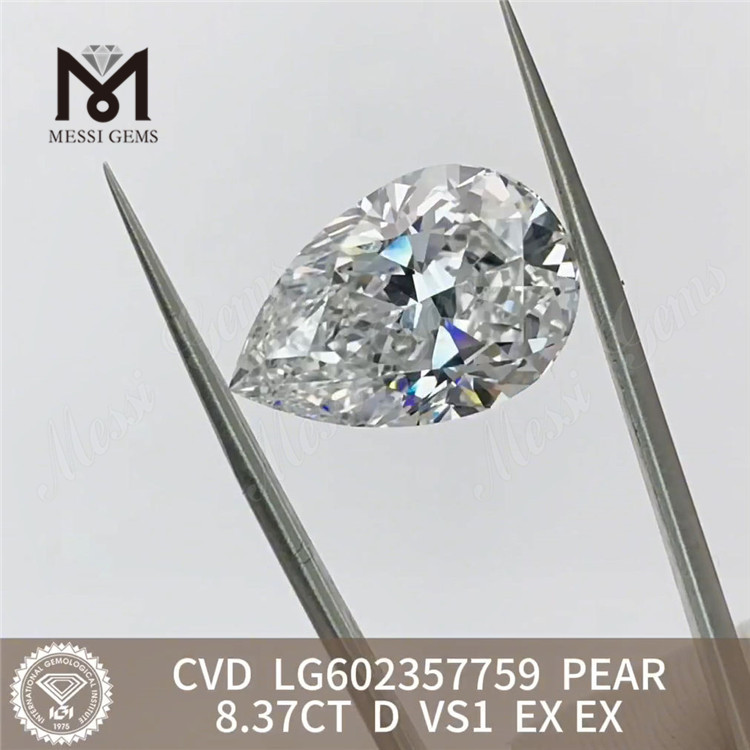 8.37CT D VS1 PEAR 8ct laboratoriedyrket cvd diamant Etisk og overkommelig LG602357759丨Messigems