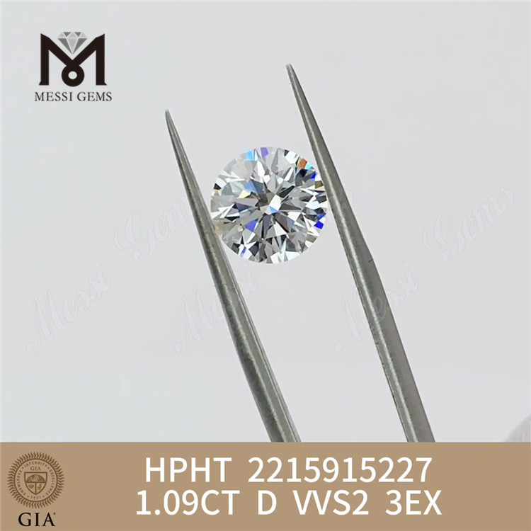 1.09CT D VVS2 3EX HPHT lab dyrkede diamanter GIA 2215915227丨Messigems 