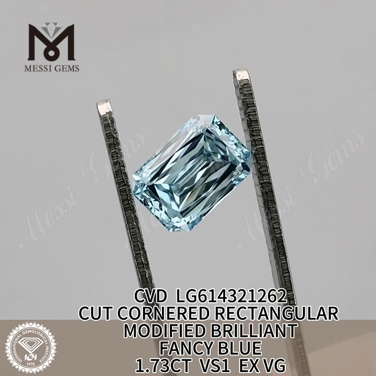 1.73CT laboratoriedyrkede simulerede diamanter VS1 RECTANGULAR BLUE CVD LG614321262丨Messigems