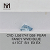 4.17CT PEAR FANCY VIVID BLUE SI1 CVD 4kt fabriksdiamanter LG617411359