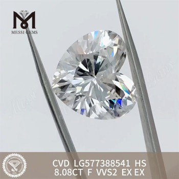8.08ct F VVS2 Ex Hs Hjerteform CVD Fabricated Diamonds LG577388541 丨 Messigems