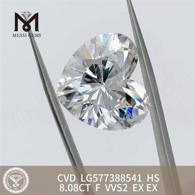 8.08ct F VVS2 Ex Hs Hjerteform CVD Fabricated Diamonds LG577388541 丨 Messigems