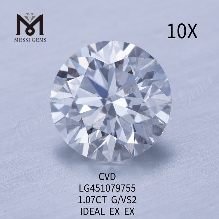 1,07 karat CVD G VS2 IDEAL Round Brilliant laboratoriefremstillede diamanter