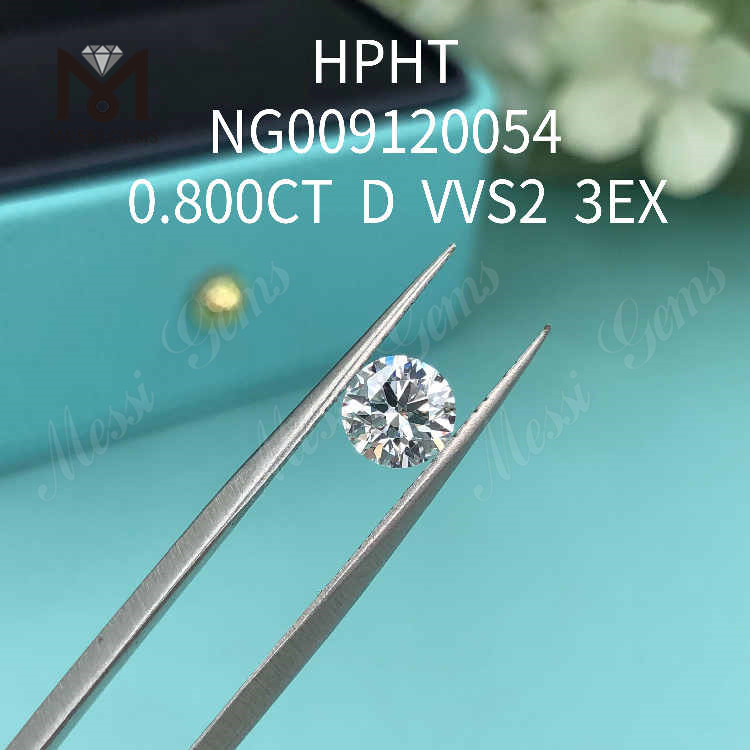 0,8CT lab diamant VVS2 3EX hvid rund løs 