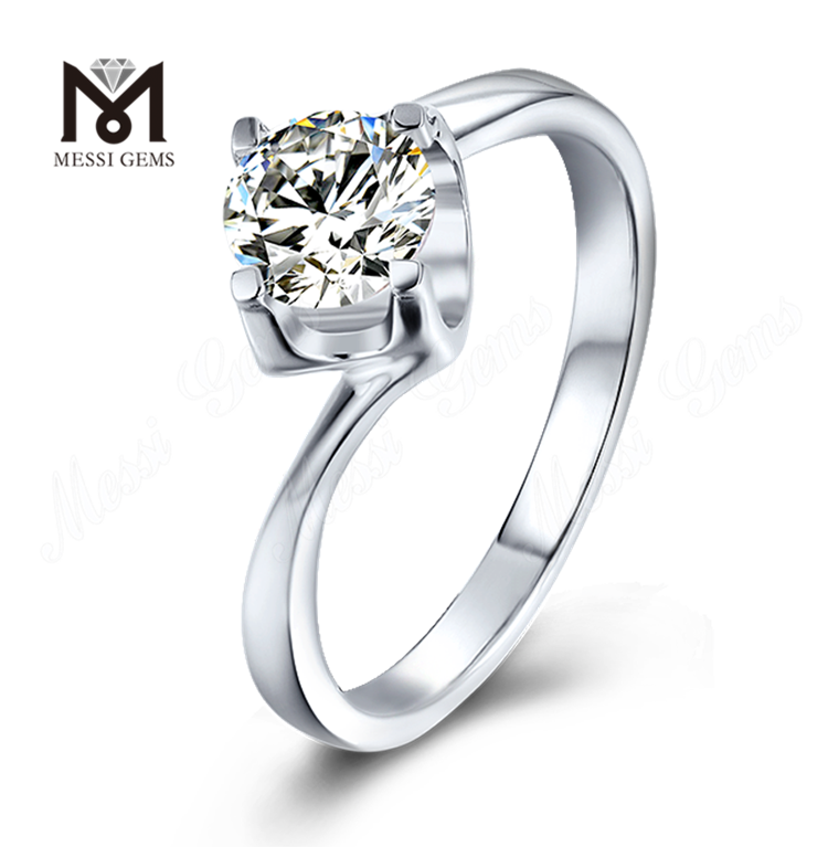 1 karat Moissanite Solitaire Ring 14 k guldbelægning bryllup sølv ring