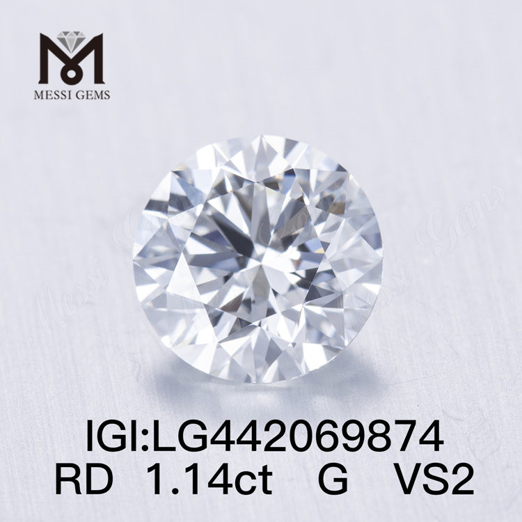 1,14 ct VS lab dyrket diamant Runde BRILLIANT løse syntetiske diamanter G IDEAL 
