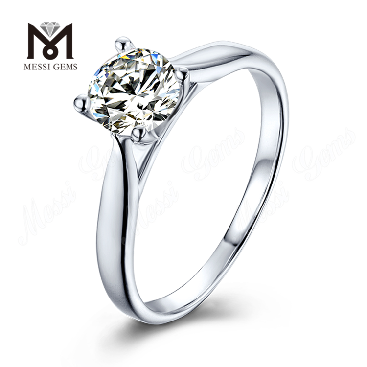 Messi Gems solitaire 1 karat moissanite diamant forlovelsesring 925 sterling sølv