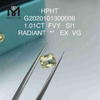 1.01ct FVY Radiant cut løs lab dyrket diamant VG