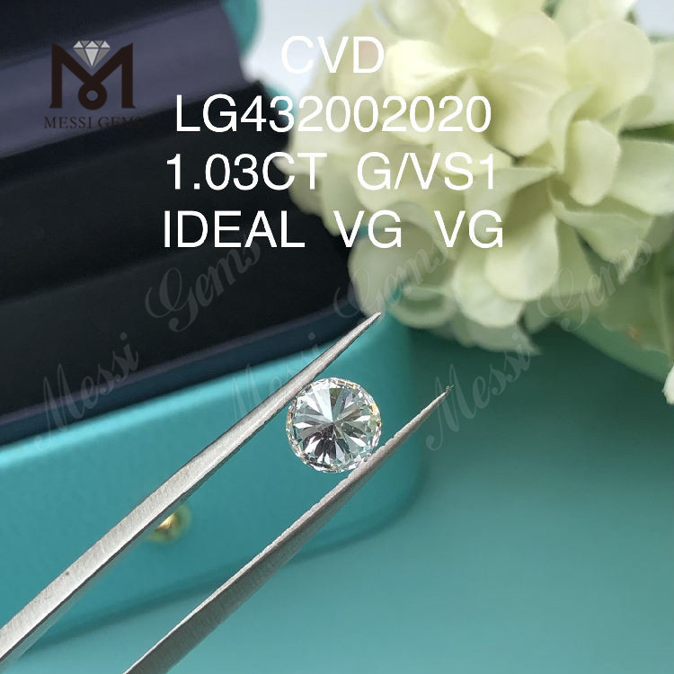 1,03 karat G/VS1 CVD Rund laboratoriedyrket diamant