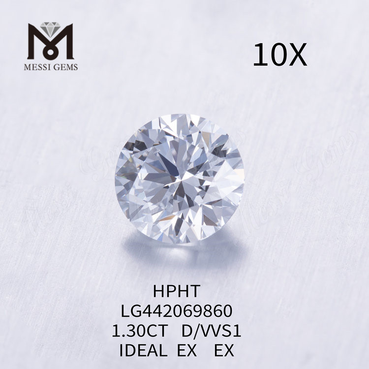 1,30 karat D VVS1 Rund laboratoriedyrket diamant IDEAL