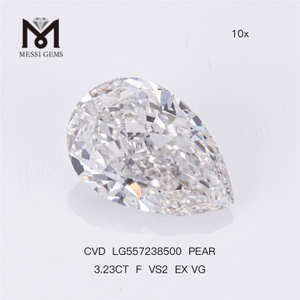 3.23CT F VS2 EX VG CVD PEAR lab dyrket diamant høj kvalitet