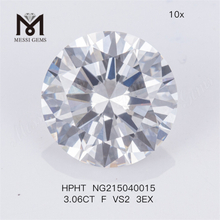 HPHT 3.06CT F VS2 3EX Runde laboratorieslebne diamanter