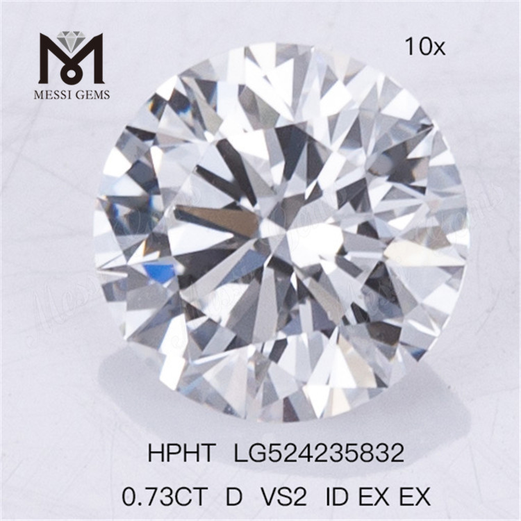 0.73CT D VS2 ID EX EX HPHT Menneskeskabt diamant fabrikspris