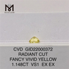 GID22000372 1.148CT CVD RADIANT CUT FANCY VIVID YELLOW VS1 EX EX Syntetiske diamanter engrospris