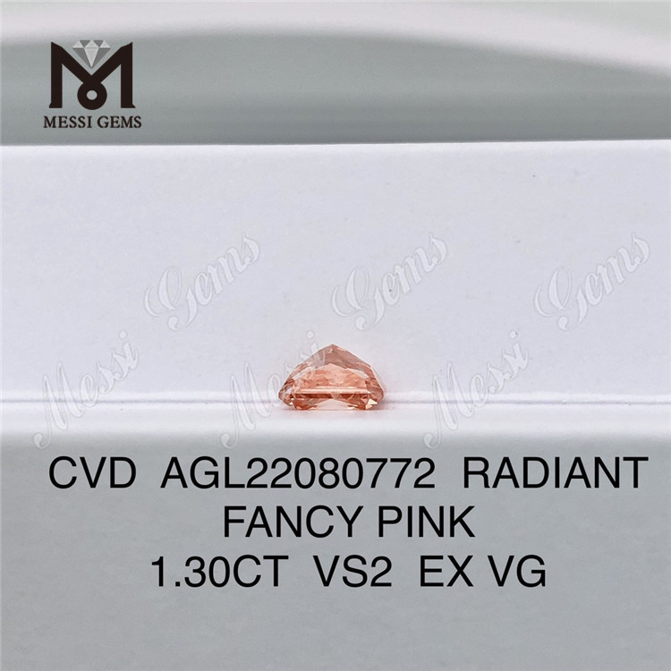 1.30CT RADIANT FANCY PINK VS2 EX VG CVD diamant 