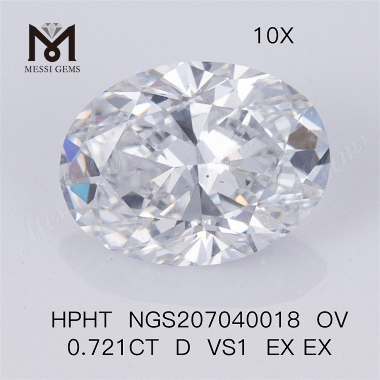0,721CT OVAL SKALET HPHT D VS1 EX EX Lab Diamantsten