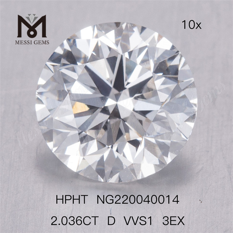 2.036CT HPHT lab diamant D VVS1 3EX rund lab diamant