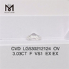 3.03ct F VS1 OVAL CVD Lab Oprettet Diamond IGI-certifikat 
