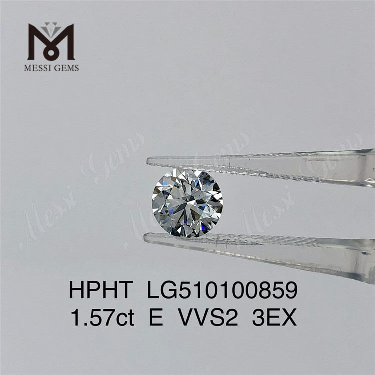 1.57ct E vvs rund hpht lab diamant 3EX lab diamant til salg