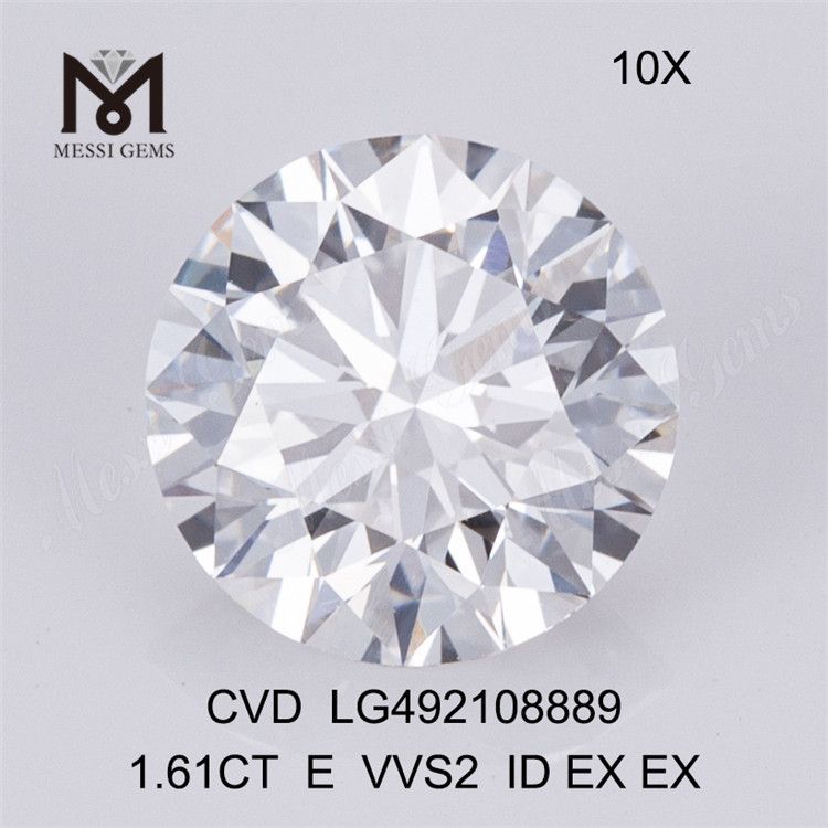 1.61ct E cvd lab diamant vvs rund EX lab diamant til salg