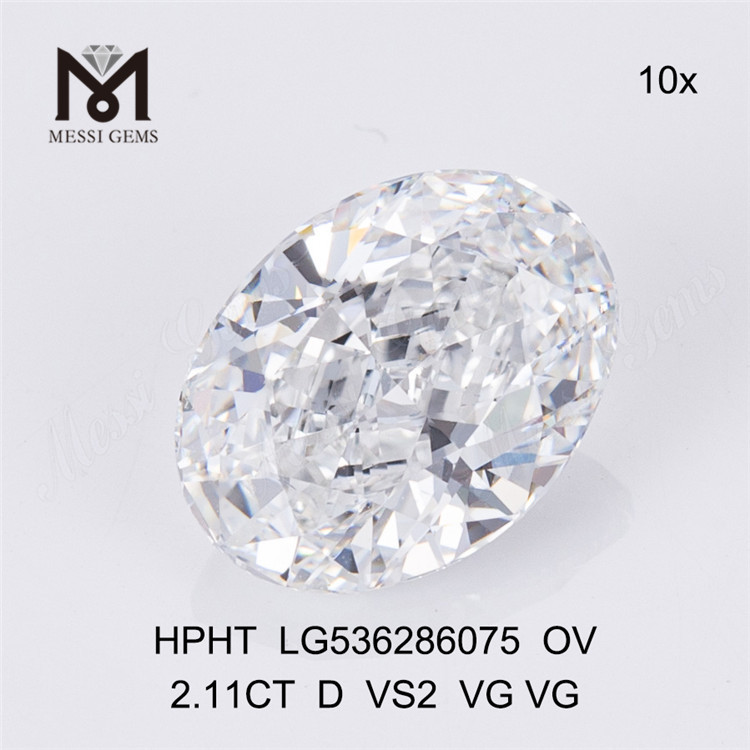 2.11ct D HPHT laboratoriediamanter ovale hpht menneskeskabte diamanter engrospris