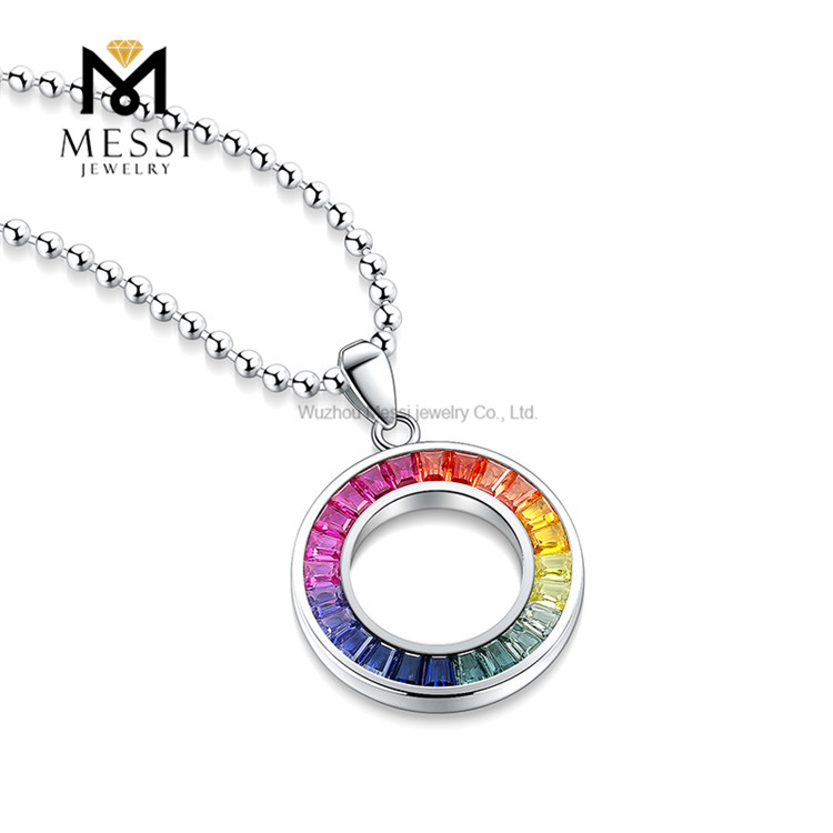 Modesmykker Rainbow Empty Circle Lab Grown Diamond halskæde til kvinder