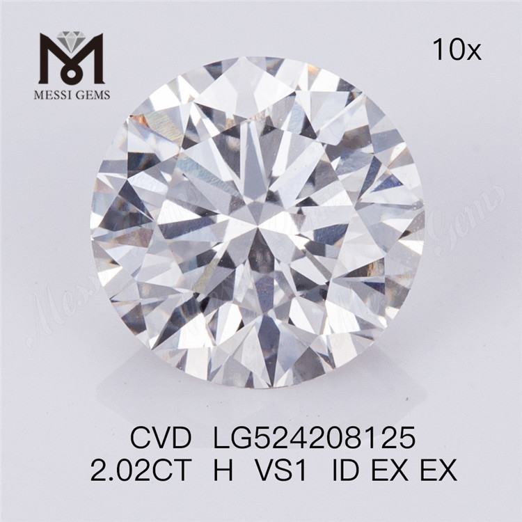 2.02ct H VS1 runde brillantslebne IGI-certifikat, menneskeskabte diamanter koster